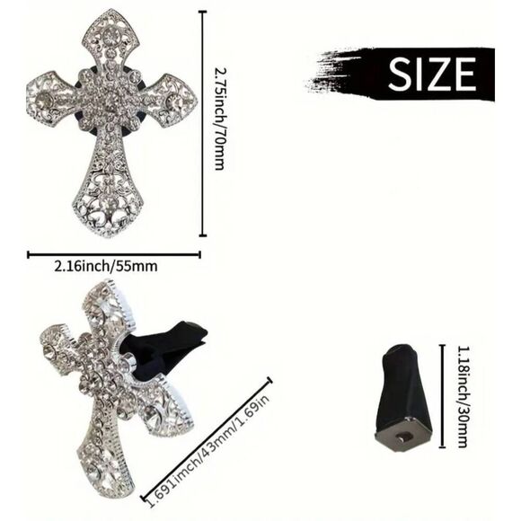 Sophisticated Black Cross Car Vent Clip - Brand New - Picture 2 of 3